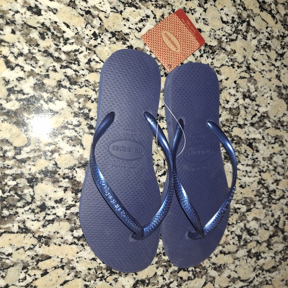 Havaianas Women's Brazil Rubber Flip Flop Sandal, Navy Blue, US 7/8 - Picture 4 of 6